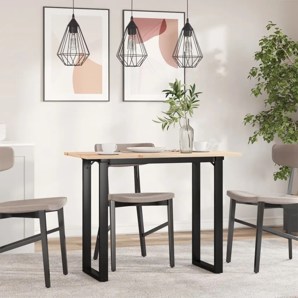 Mesa de jantar estrutura em O 100x50x75cm pinho e aço