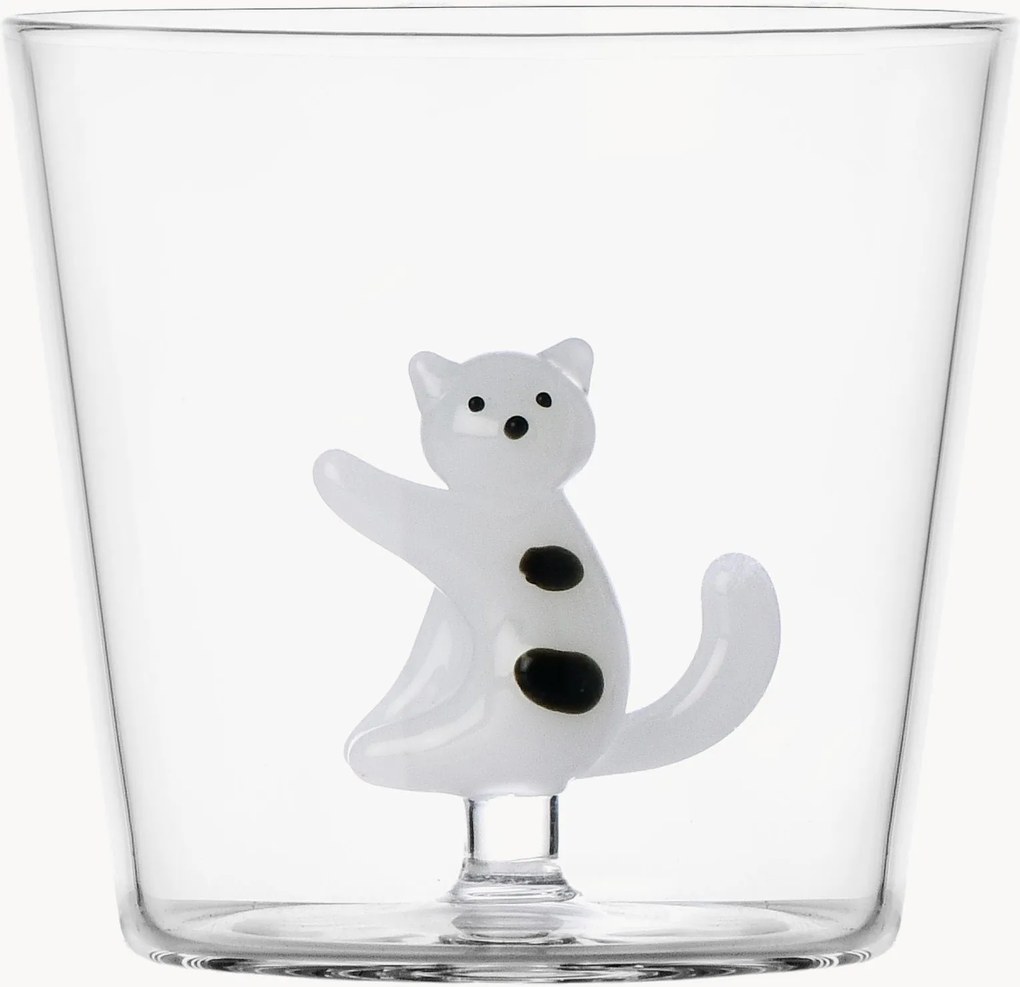 Copo artesanal em vidro borossilicato Tabby Cat