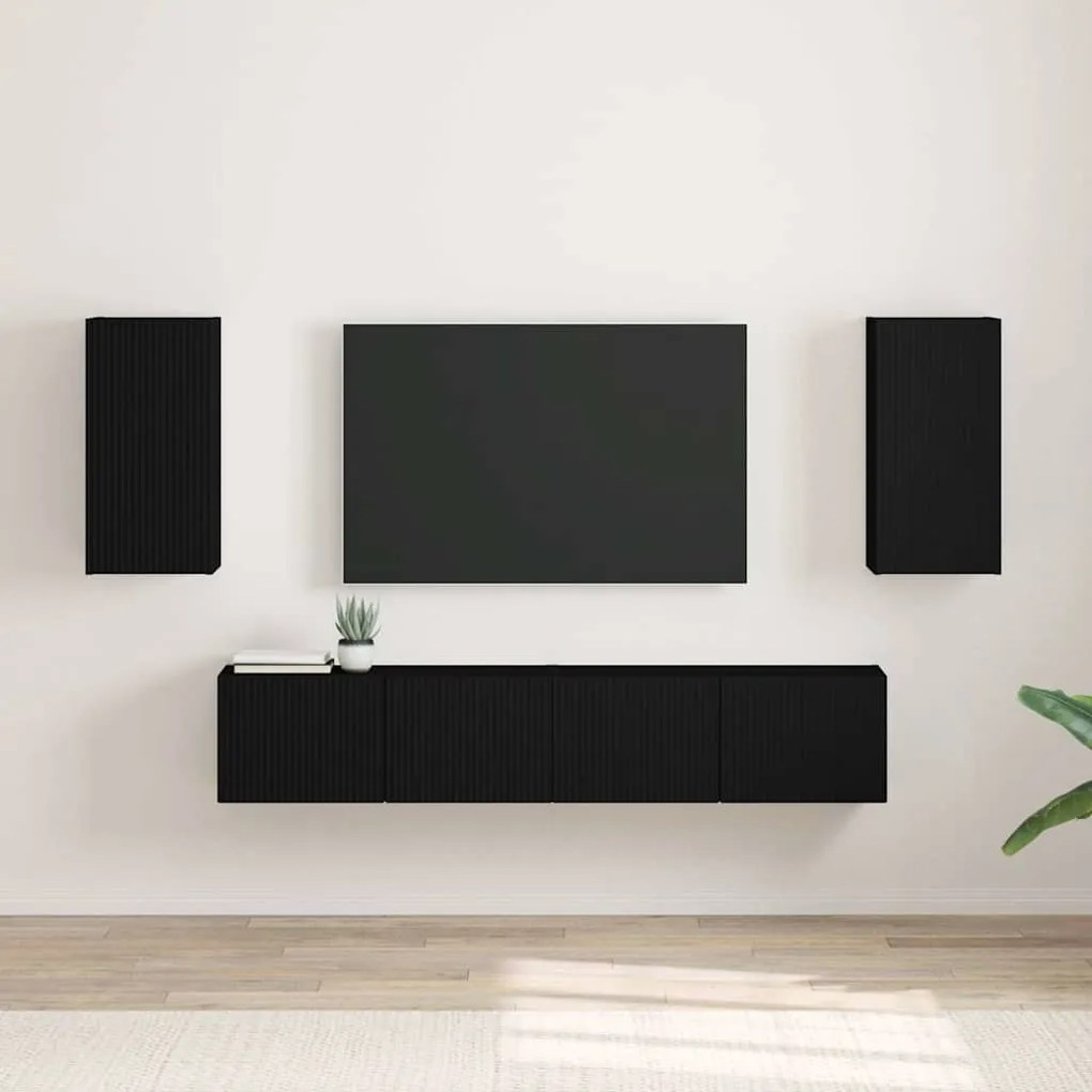 vidaXL Armário de TV de Parede 2 pcs Preto 30 x 31 x 60 cm