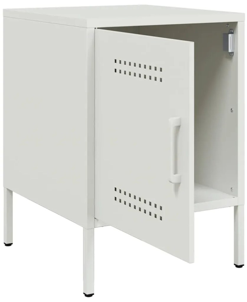 Mesas de cabeceira 2 pcs 36x39x50,5 cm aço branco