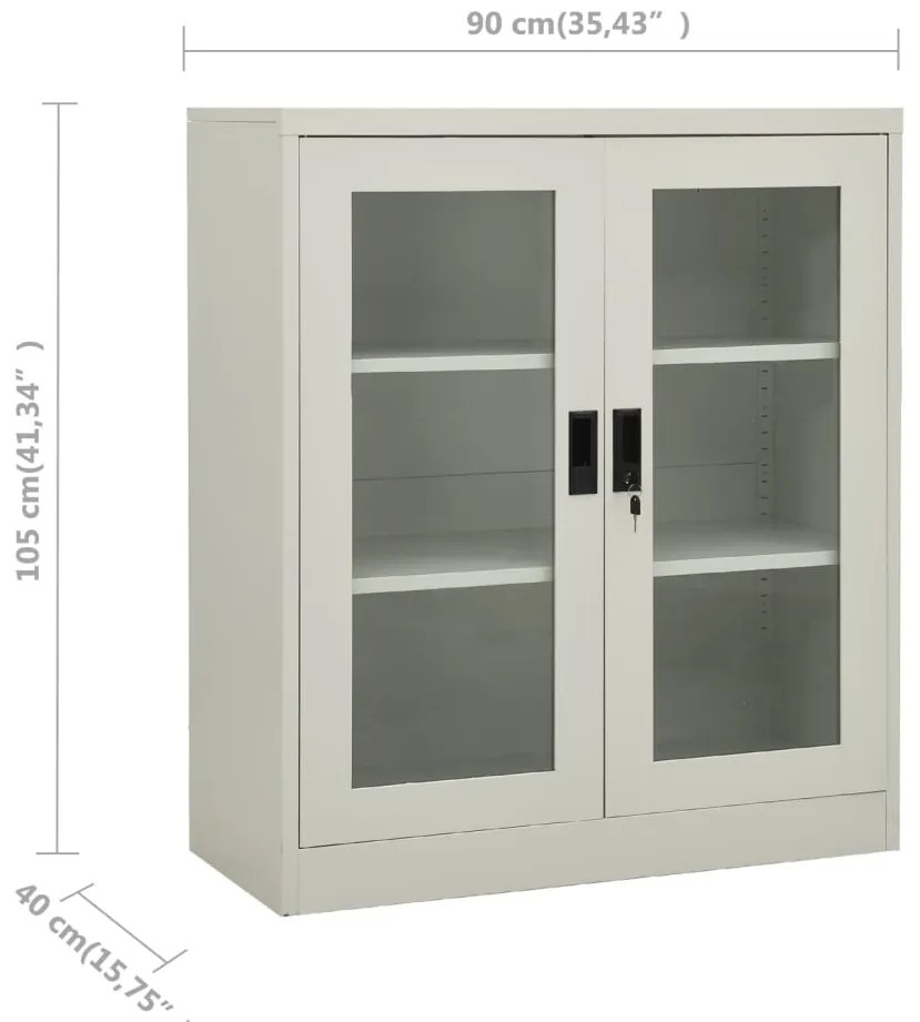 Armário de escritório 90x40x105 cm aço cinzento-claro