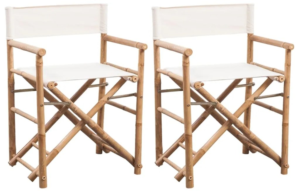 Cadeiras de diretor dobráveis 2 pcs bambu e lona