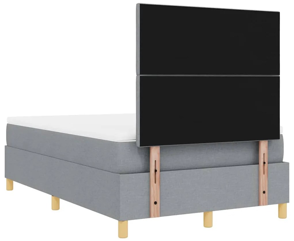 Cama Box Spring com Colchão &amp; LED Cinza Claro 120x200 cm Tecido