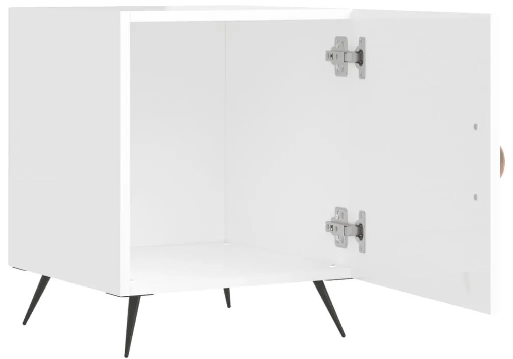 Mesa de cabeceira 40x40x50cm derivados madeira branco brilhante