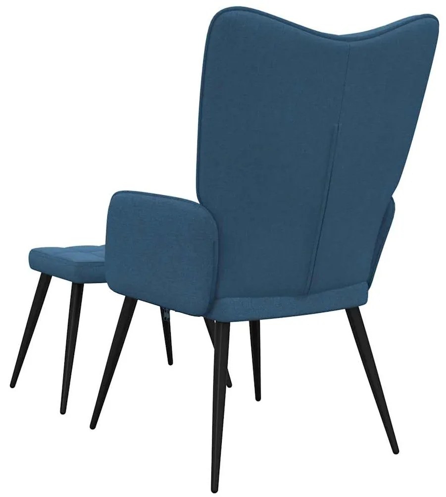 Cadeira de descanso com banco tecido azul