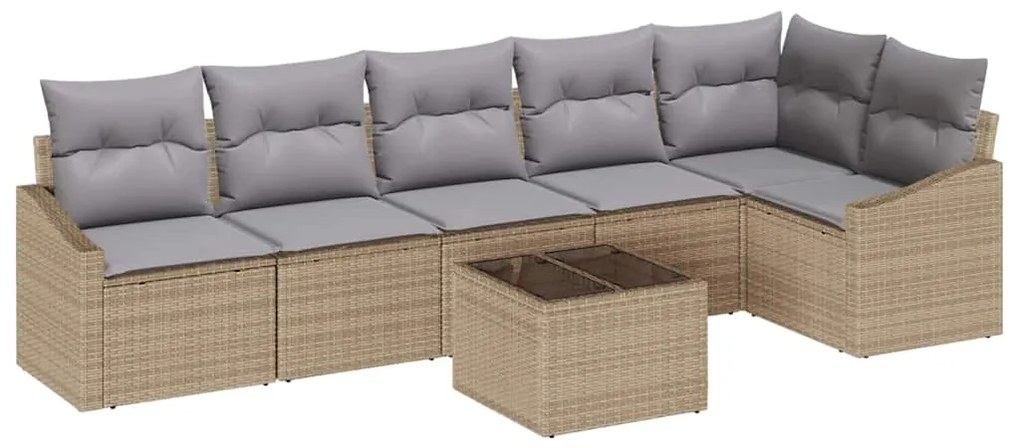 Conjunto de Jantar para Jardim 7 Peças com Almofadas de Rattan Preto