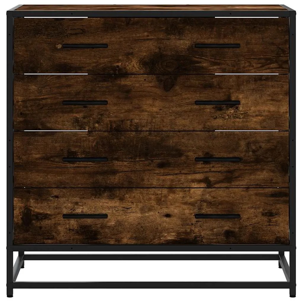 Cómoda de 4 Gavetas -70x41x70 cm - Derivados de  Madeira Carvalho Fuma