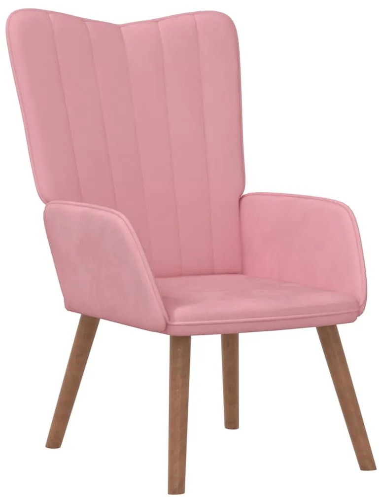 Cadeira de descanso com banco veludo rosa