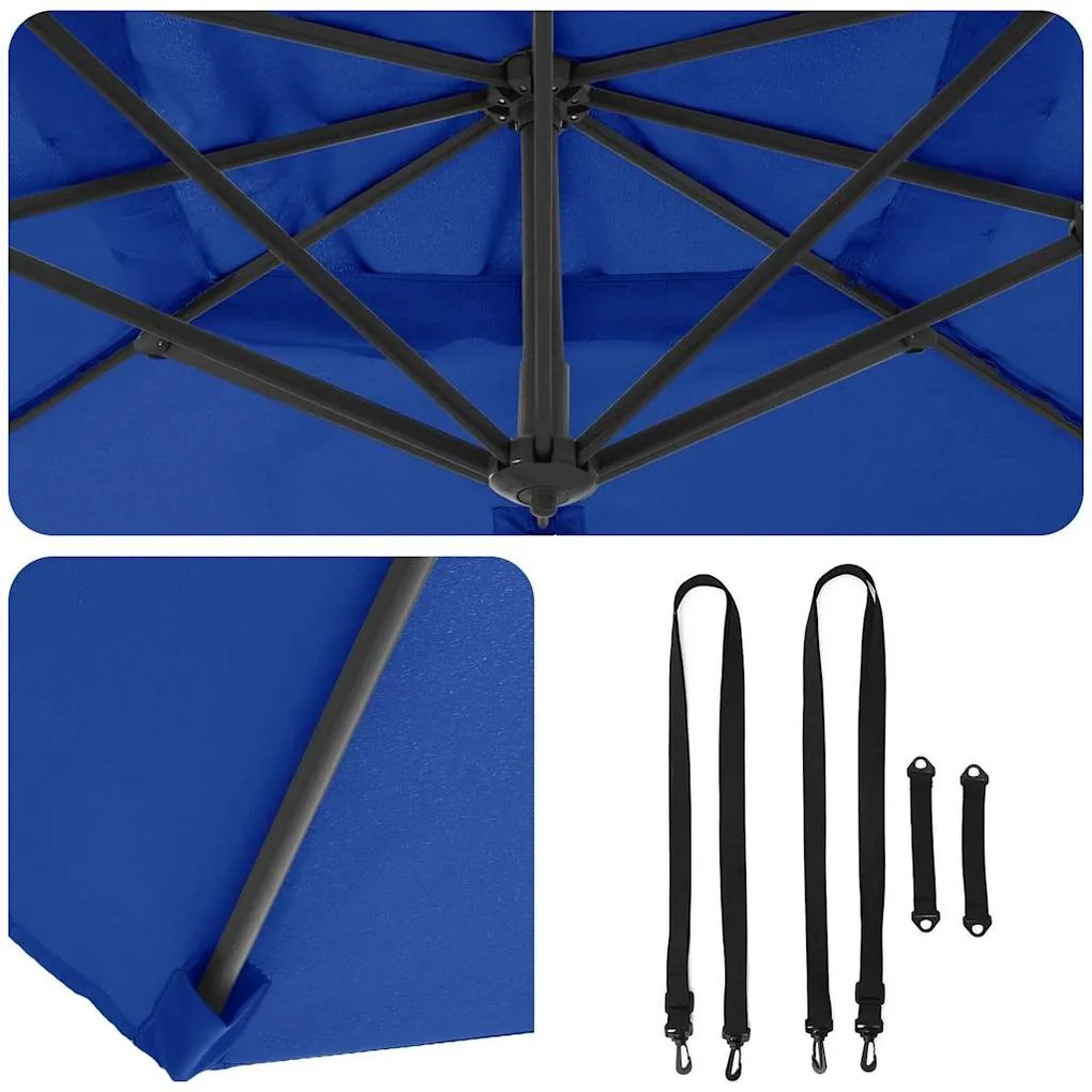 guarda-sol cantilever Roma azul azure 352x251x260 cm feito de alumínio