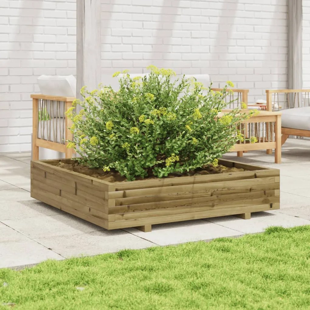 vidaXL Vaso/floreira de jardim 110x110x26,5cm madeira pinho impregnada