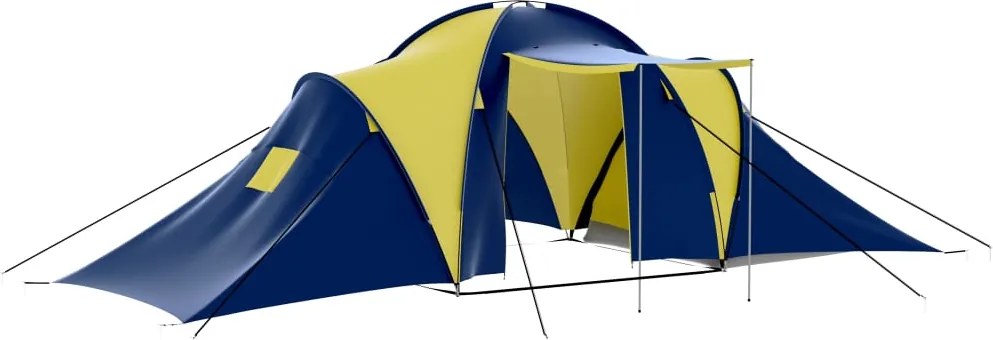 vidaXL Tenda de campismo 9 pessoas tecido azul e amarelo