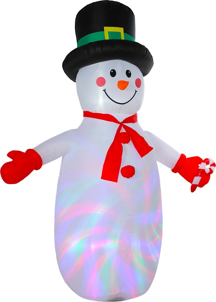Boneco de neve insuflável de Natal 177 x 78 x 240 cm decoração insuflável de Natal com luzes LED, multicolorido