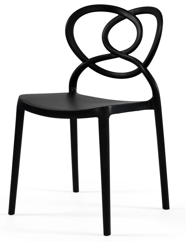 CONJUNTO COM 4 CADEIRAS LOVELY S/ BRAÇOS – PRETO