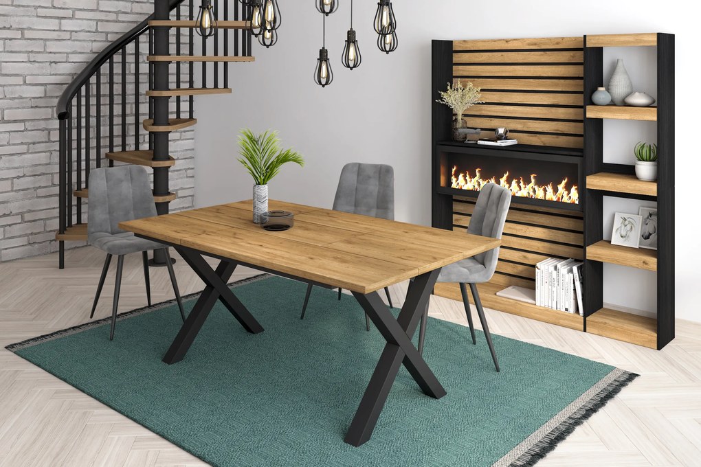 Mesa de sala de jantar | 8 pessoas | 170 | Robusto e estável graças à sua estrutura e pernas sólidas | Ideal para reuniões familiares | Oak | Estilo i