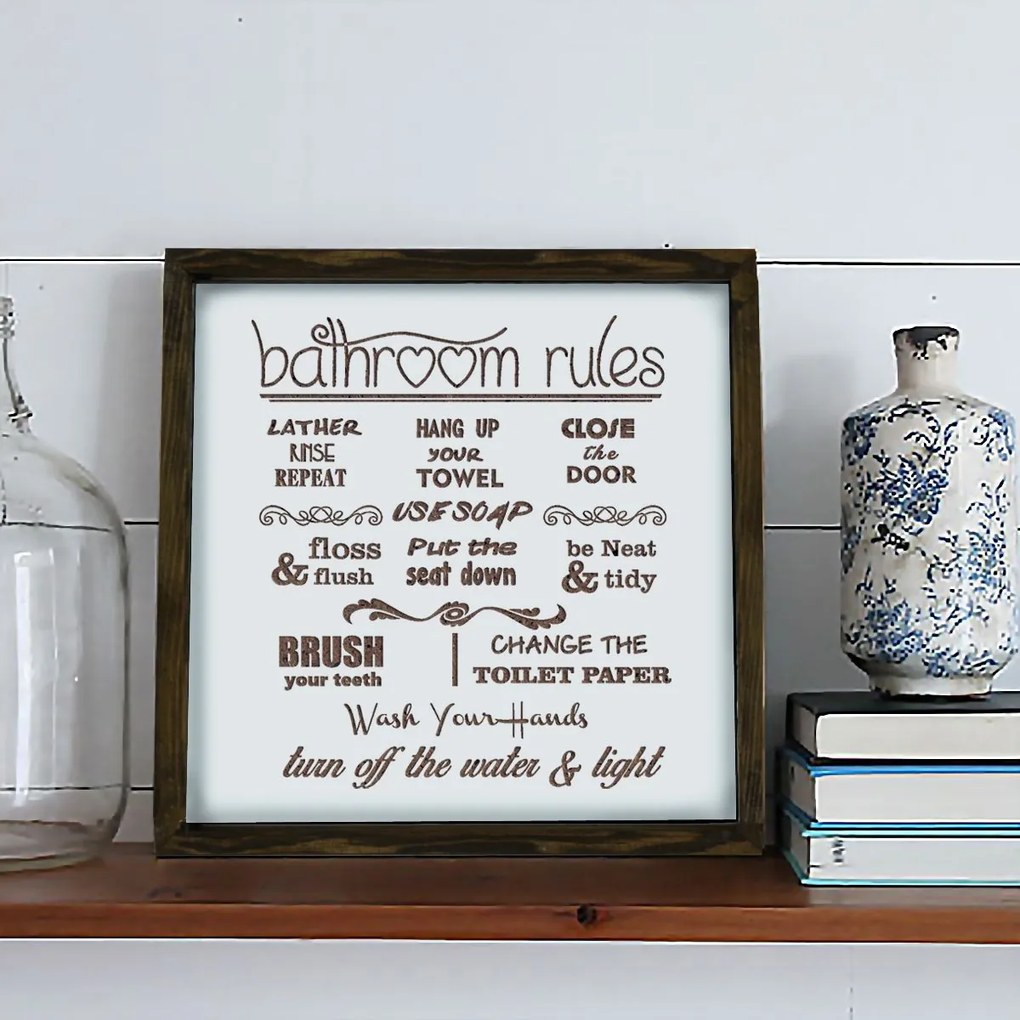 Quadro Decorativo em MDF KZM006 – Castanho e Branco – 34 x 34 cm