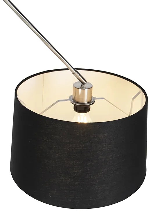 Candeeiro de suspensão em aço com cúpula de linho preto 35 cm - Blitz