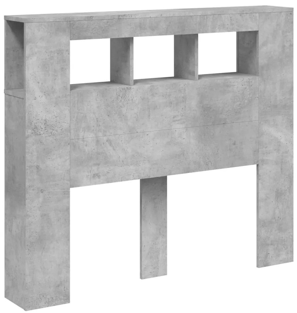 Cabeceira c/ LEDs 120x18,5x103,5 cm cinzento-cimento