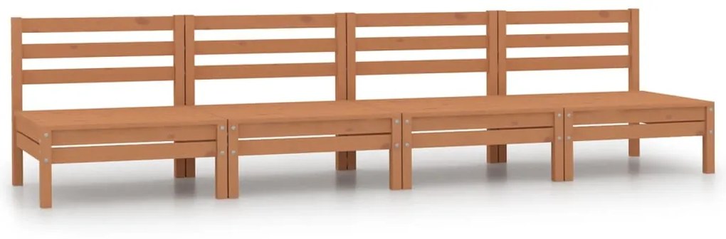 vidaXL Sofás de centro para jardim 4 pcs pinho maciço castanho mel