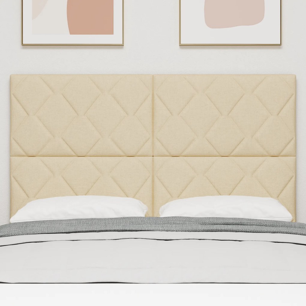 Cabeceira Design de Blocos de Diamante Creme 160 cm Tecido