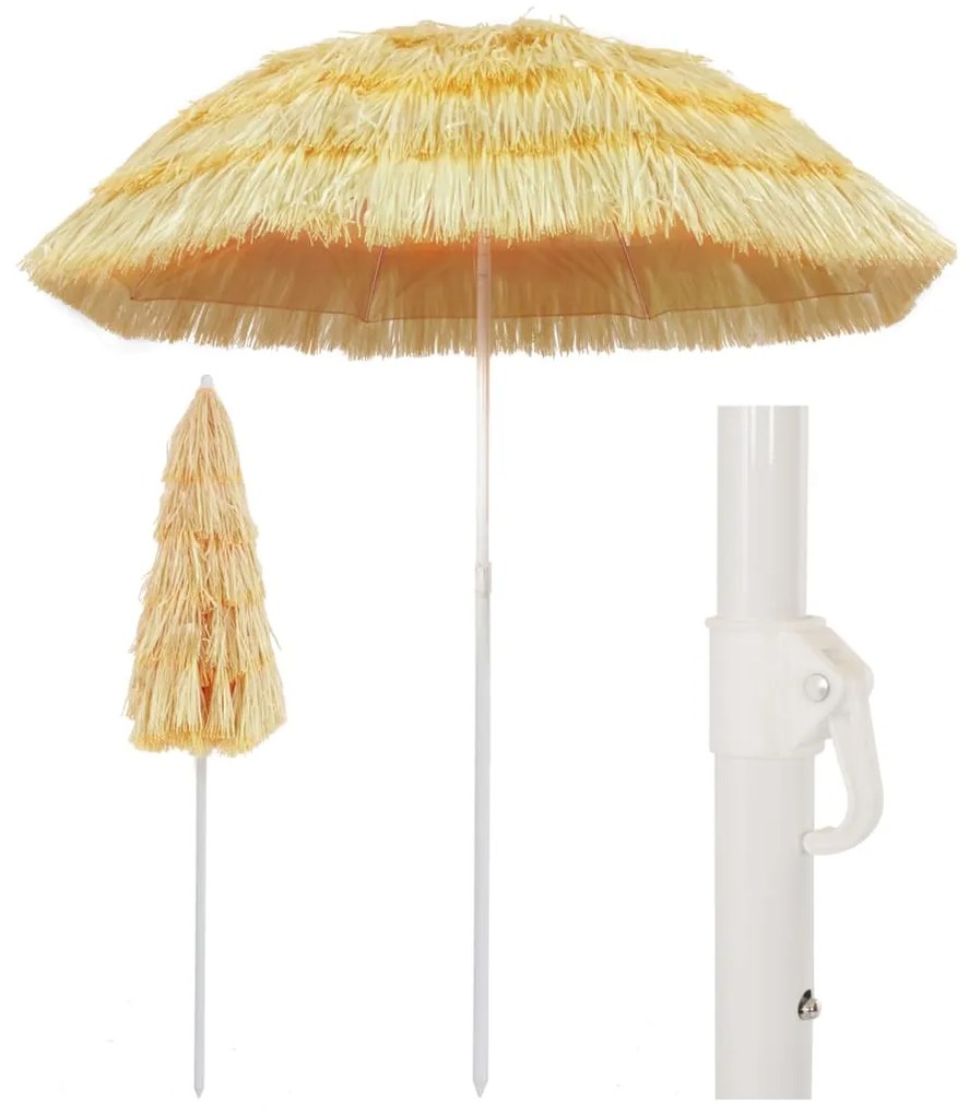 vidaXL Guarda-sol de praia Natural 180 cm estilo havaiano