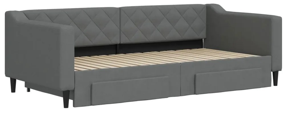 Sofá-cama c/ gavetão e gavetas 90x190 cm tecido cinzento-escuro