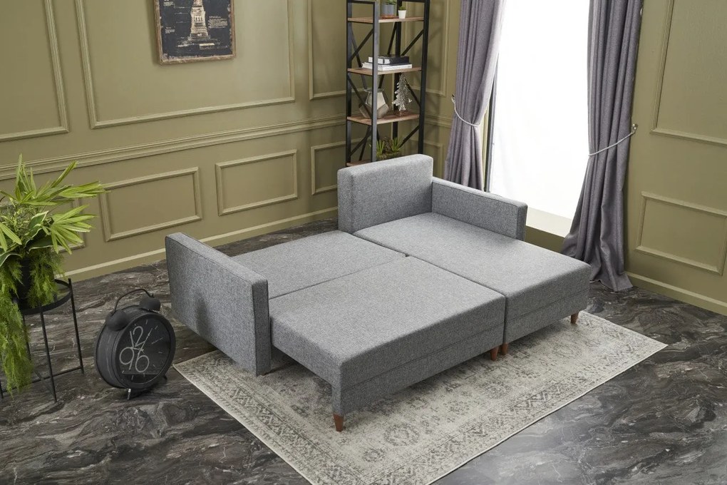 Sofá-cama de canto Aydam – Cinzento – 215x80x93 cm