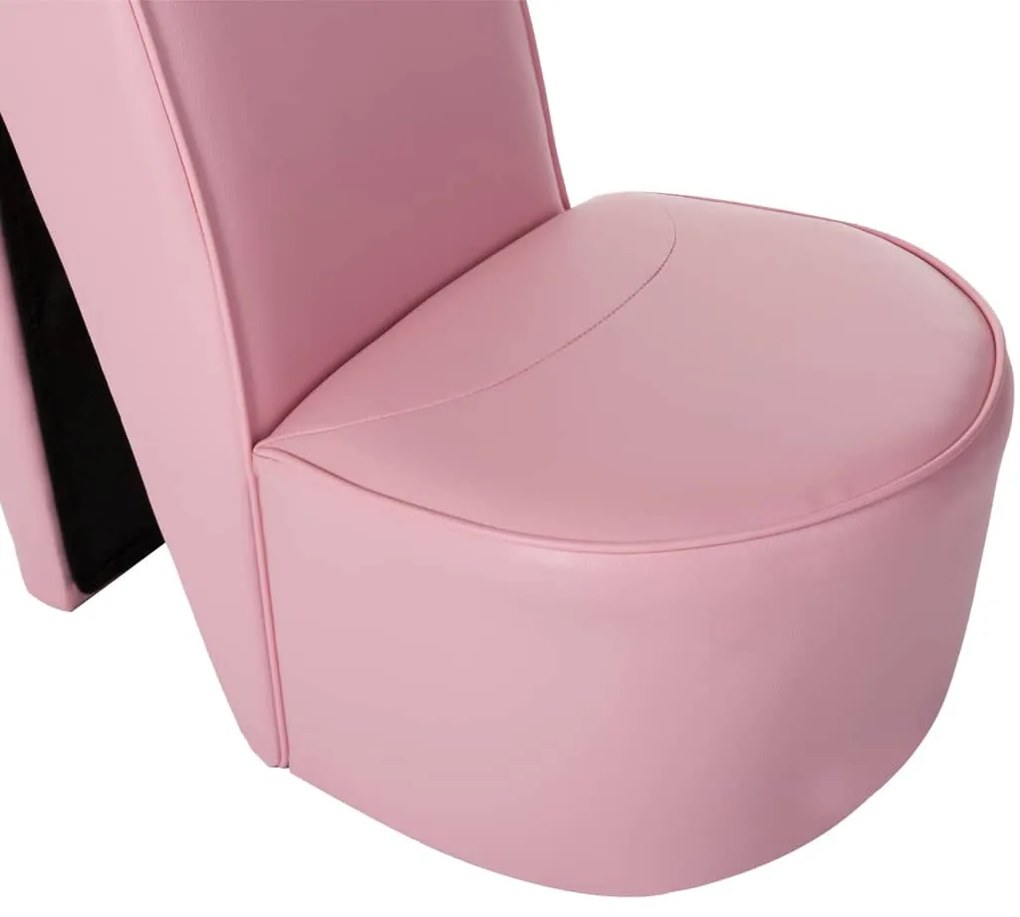 Cadeira estilo sapato de salto alto couro artificial rosa
