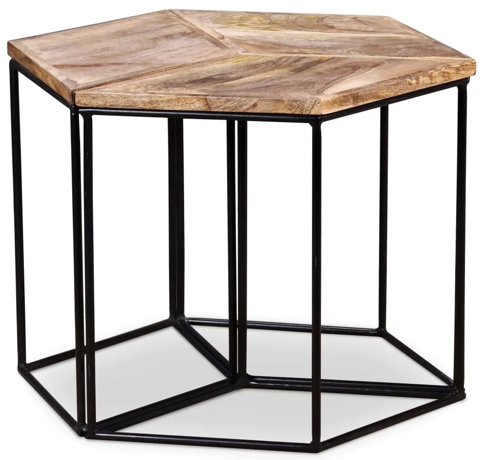 Mesa de centro madeira de mangueira maciça 56x48x40 cm