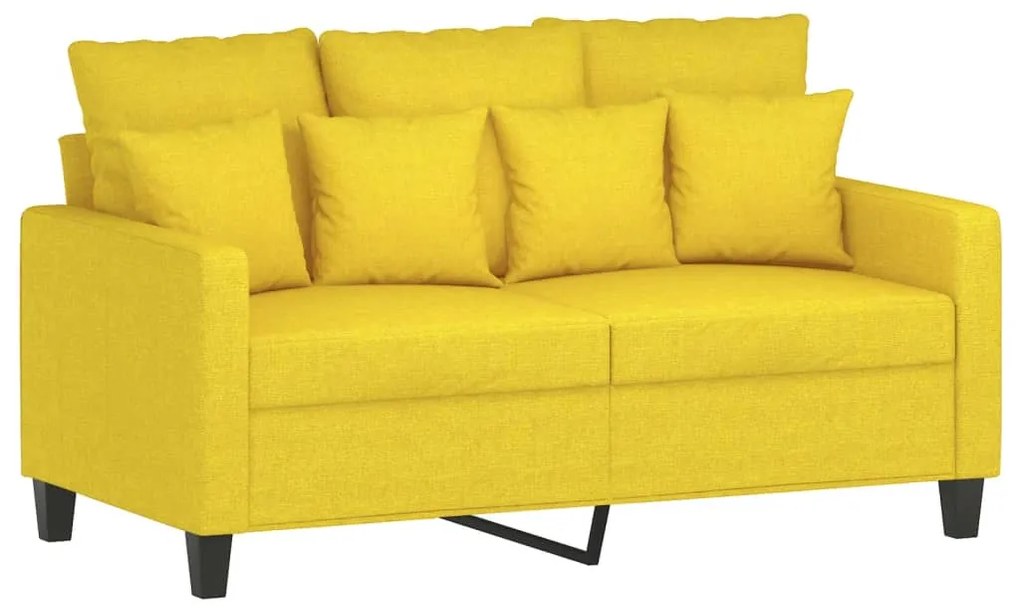 2 pcs conjunto de sofás com almofadões tecido amarelo-claro