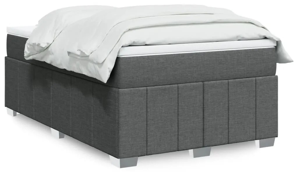 vidaXL Cama com molas/colchão 120x200 cm tecido cinzento-escuro