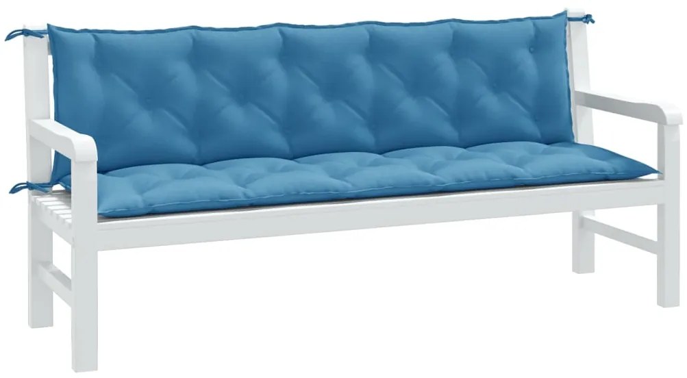 Almofadões banco jardim 2pcs 180x50x7 cm mesclado tecido azul