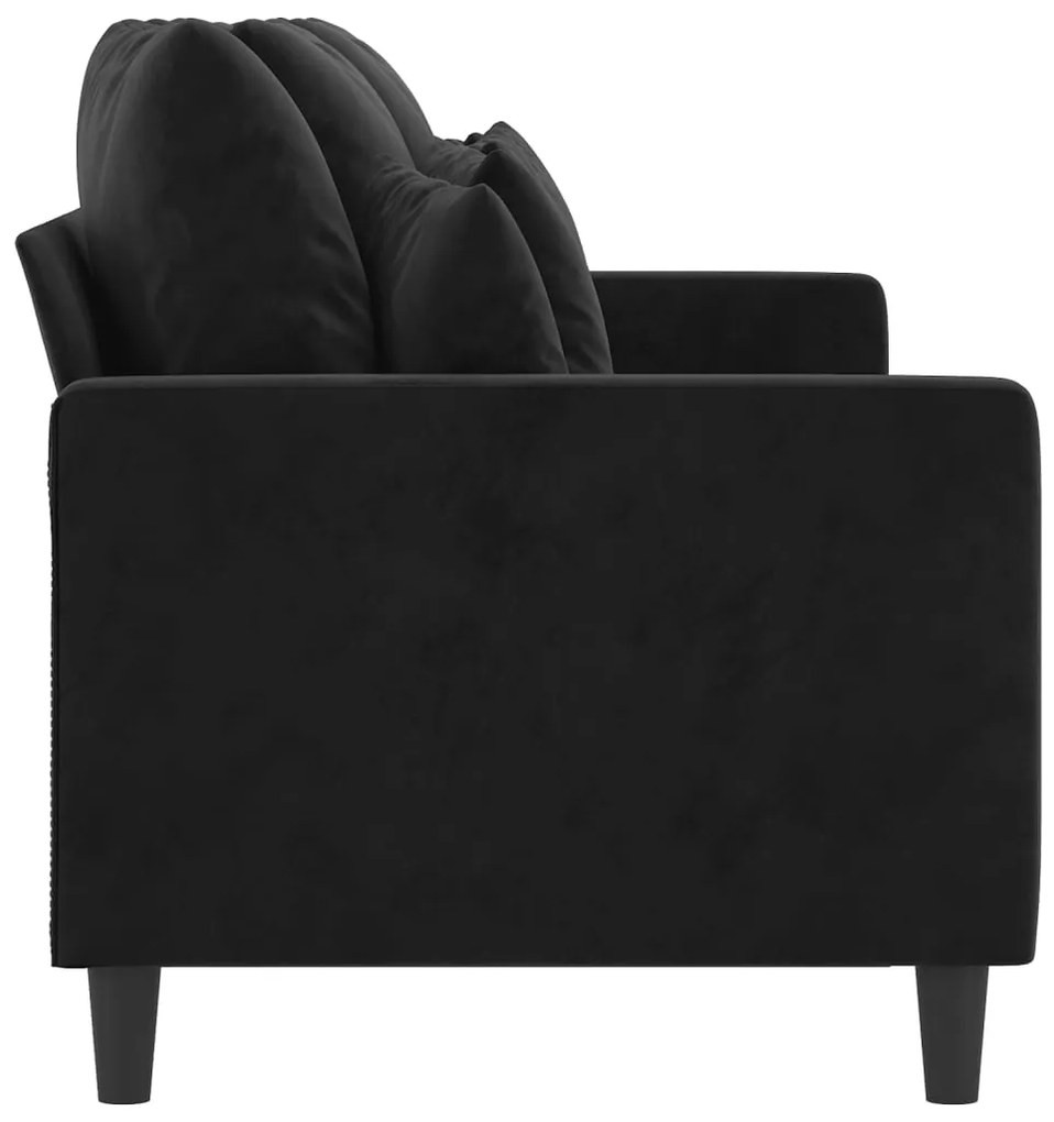Sofá de 3 lugares 180 cm veludo preto