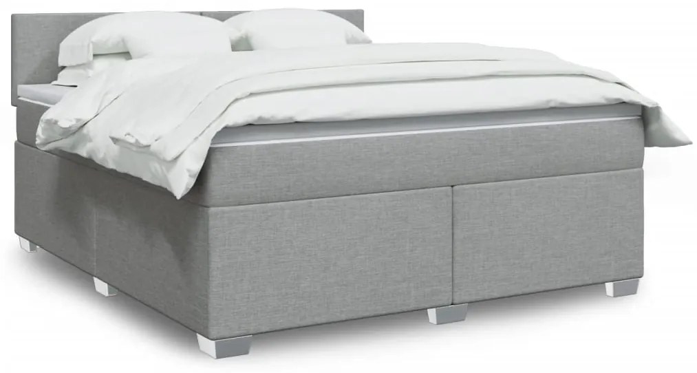 vidaXL Cama com molas/colchão 180x200 cm tecido cinzento-claro