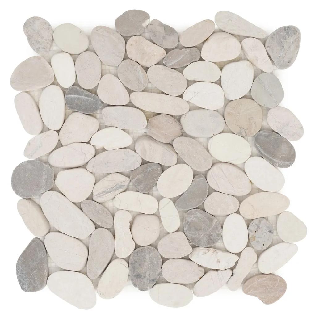 Mosaico Mármore Oval Branco/Cinza 30x30