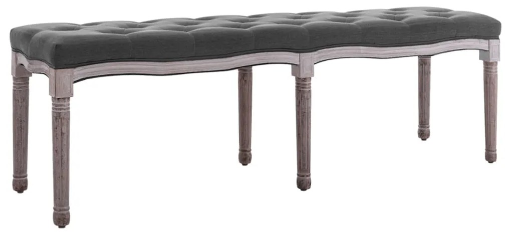 245362 vidaXL Banco em linho e madeira maciça 150x40x48 cm cinzento-escuro