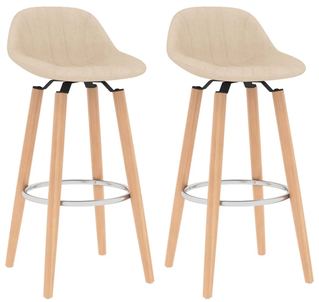 289379 vidaXL Bancos de bar 2 pcs tecido cor creme