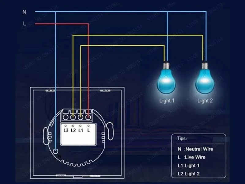 Interruptor táctil 3 botões WiFi-Voz, Painel frente branco vidro temperado
