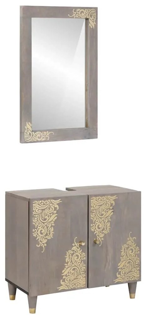 vidaXL Conjunto de Armários para Banheiro com porta 2 pcs Cinzeto