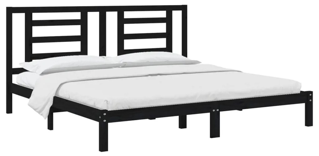 Estrutura de cama 200x200 cm pinho maciço preto