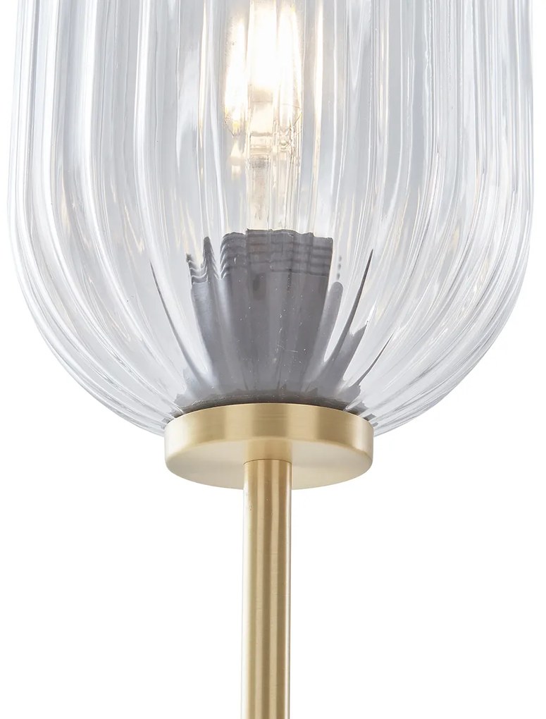 Candeeiro de pé Art Déco em latão com vidro transparente 2 luzes - Rid Art Deco