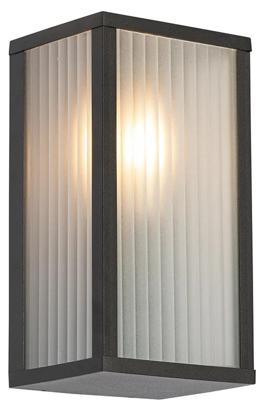 Candeeiro de Parede Exterior Preto com Vidro Acobrelado IP44 - Charlois