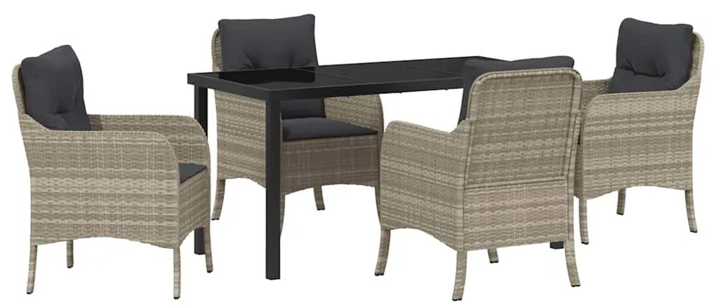 Conjunto de Jantar de Jardim com Almofadas Cinzento-claro Vime PE