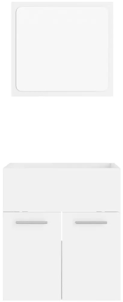 2 pcs conj. móveis de casa de banho derivados de madeira branco