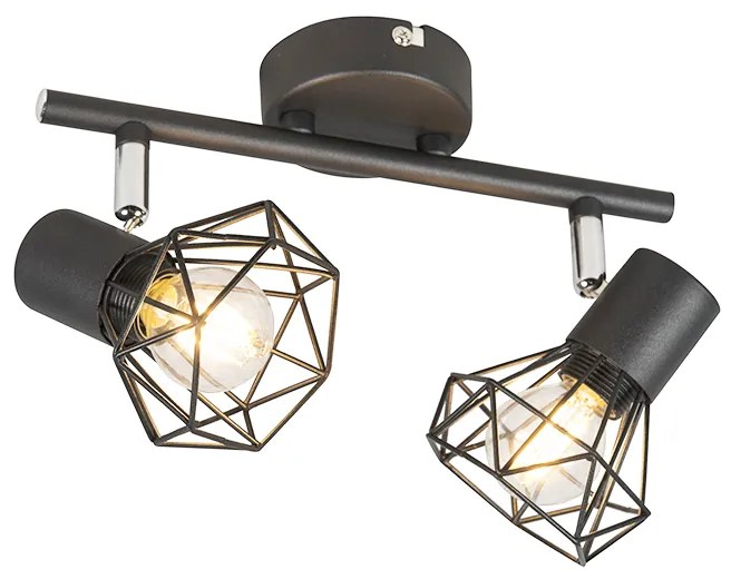 Projetores ajustáveis Art Déco pretos 2 luzes - Mosh 2 Moderno
