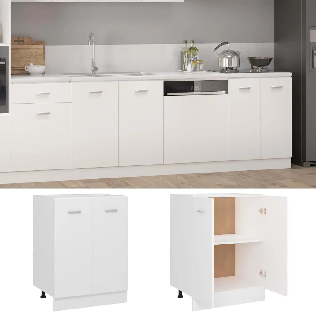 Armário inferior “Lyon” 60x46x81,5cm derivados madeira branco