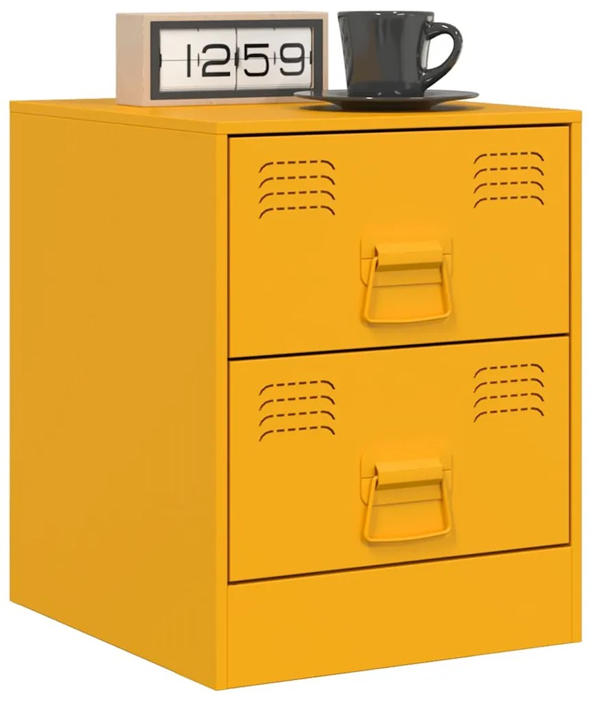 Mesas de cabeceira 2 pcs 34,5x39x44 cm aço amarelo