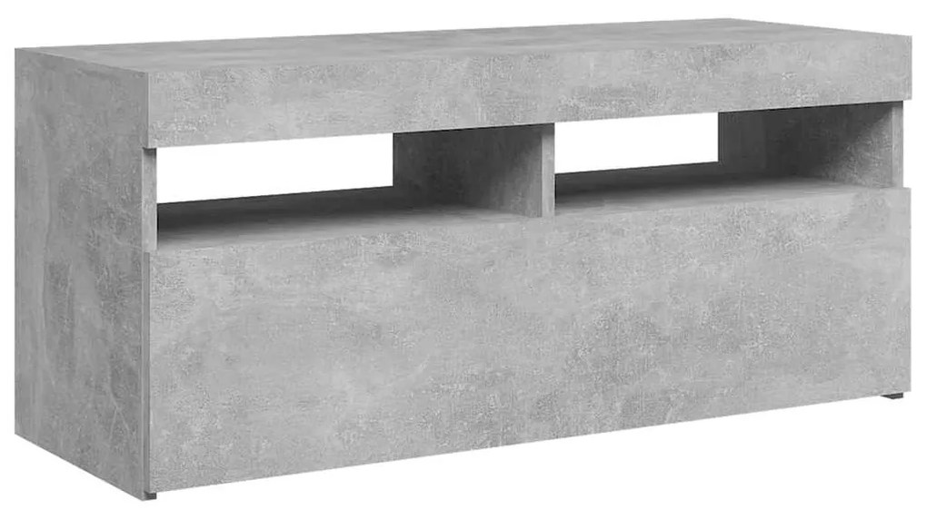 Móvel de TV com luzes LED 90x35x40 cm cinzento cimento
