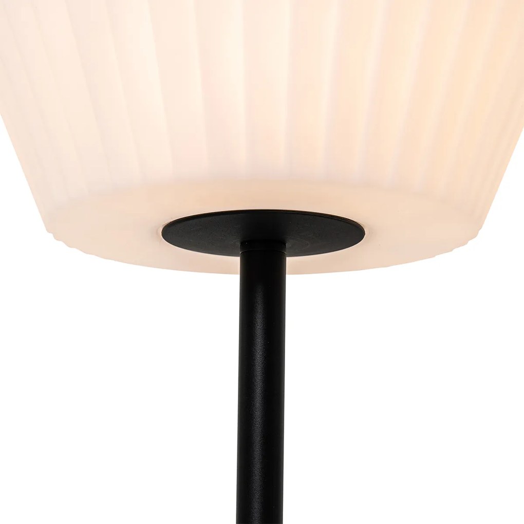 Candeeiro de mesa exterior moderno preto com cúpula branca IP44 - Robbert Moderno