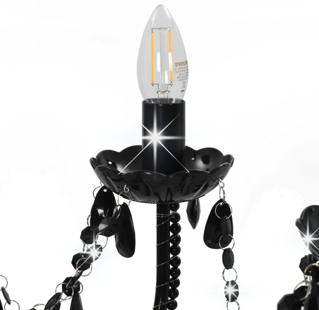 Lustre com contas lâmpadas 12 x E14 preto