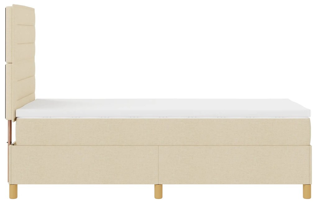 Cama Box Spring com Colchão Creme Cama de Solteiro Tecido